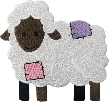 Rocking Planet Sheep Patch Embroidered Applique Iron On Sew On Emblem - 1 Piece - Rectangular - 3.75 x 3 inches