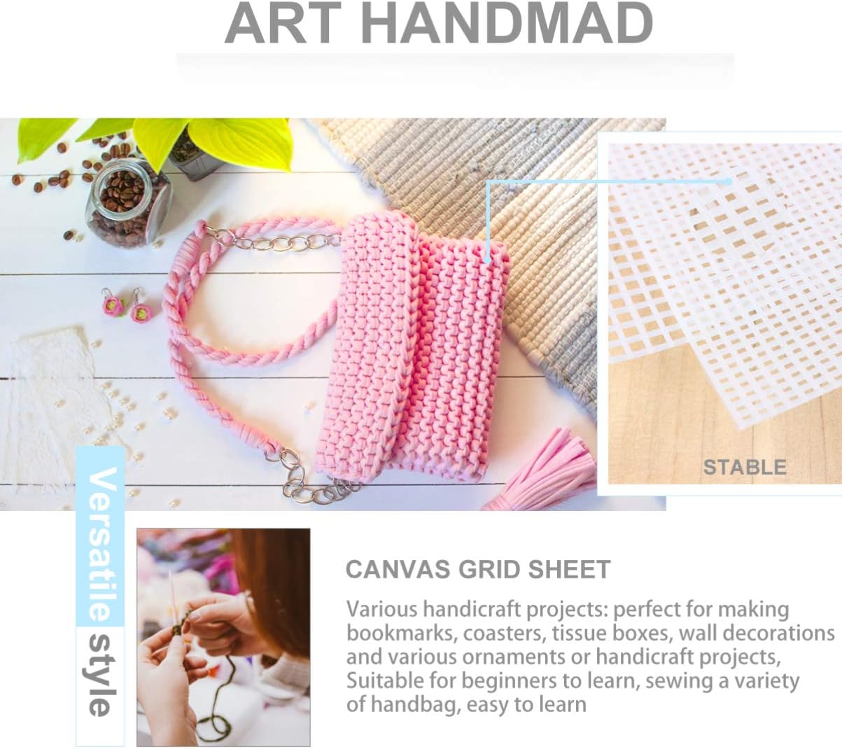 3pcs Quality Pe Plastic Mesh Canvas Sheets for Cross Stitch Knitting Projects