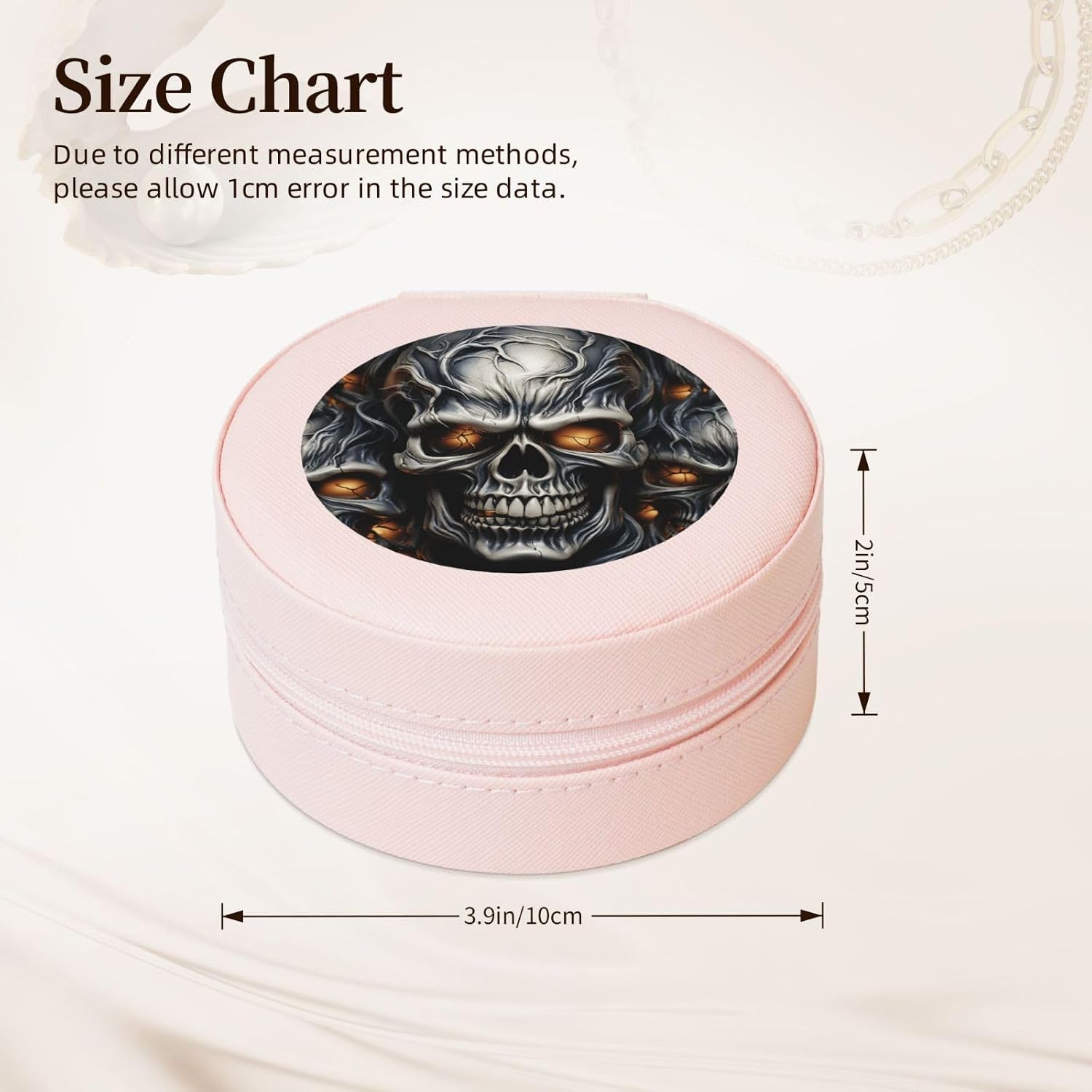 Travel Jewelry Box Leather Small Jewelry Organizer for Women,Portable Jewelry Case Cool Evil Skull Display Storage Holder Boxes Mini Travel Case for Necklace Rings image 2