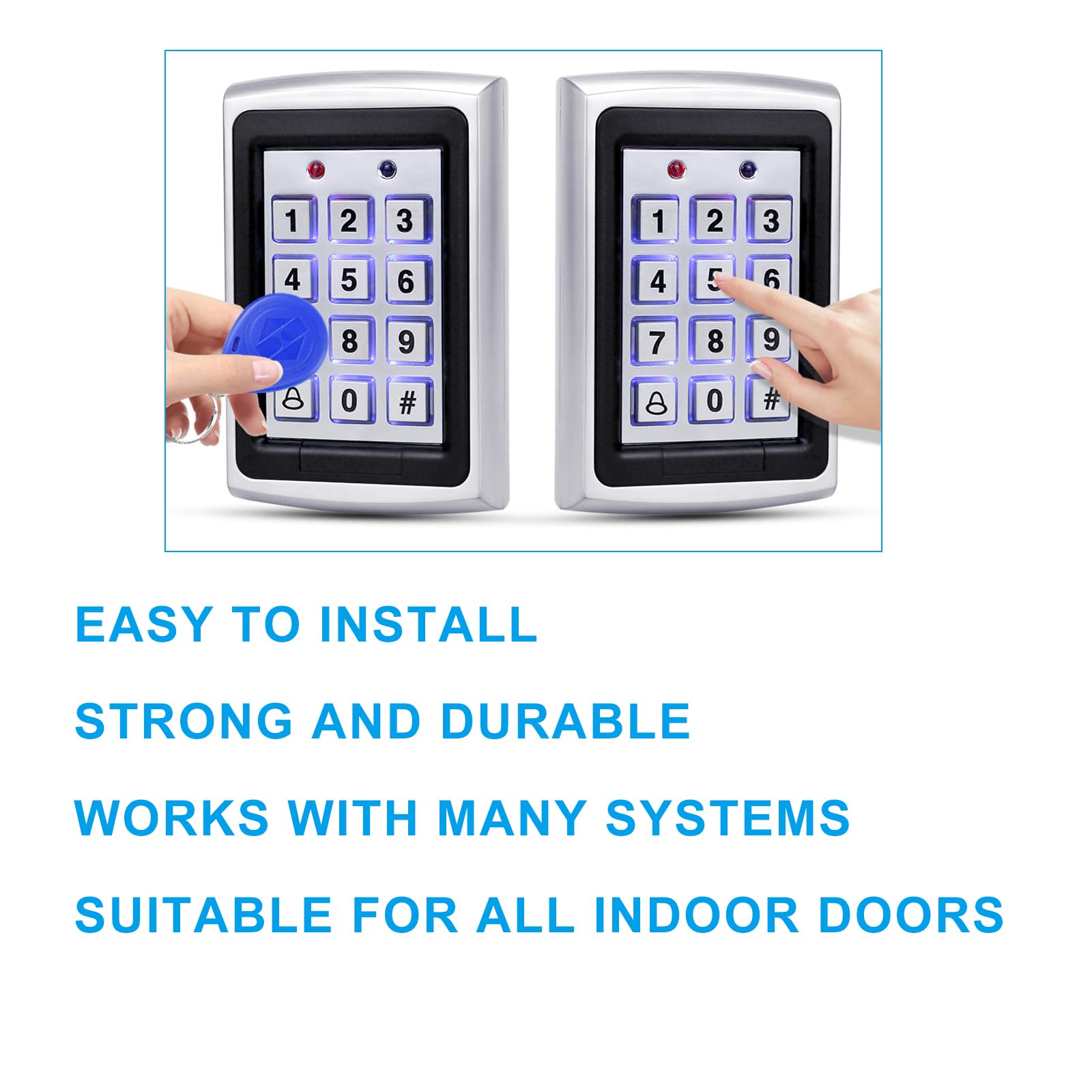 Kit completo di controllo accessi | Sistema di sicurezza con serratura magnetica elettrica | Ingresso tastiera di prossimità con telecomando di prossimità RFID x15 | Controllo accessi per