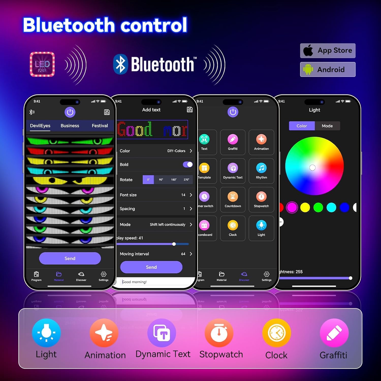 Grande lavagna flessibile a LED, 20 x 146 cm, con scritta RGB programmabile tramite app Bluetooth, pannello a matrice per auto, bar, pubblicità, ristorante, store, decorazione per feste