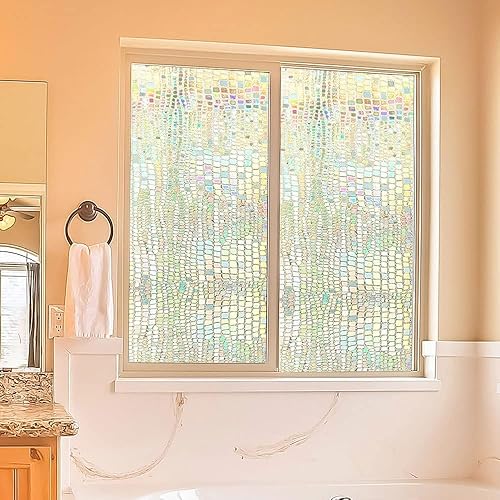 Miniatura 5 de Película 3D para ventana de arco iris, película de privacidad esmerilada para ventana, calcomanías decorativas de vinilo para ventana,