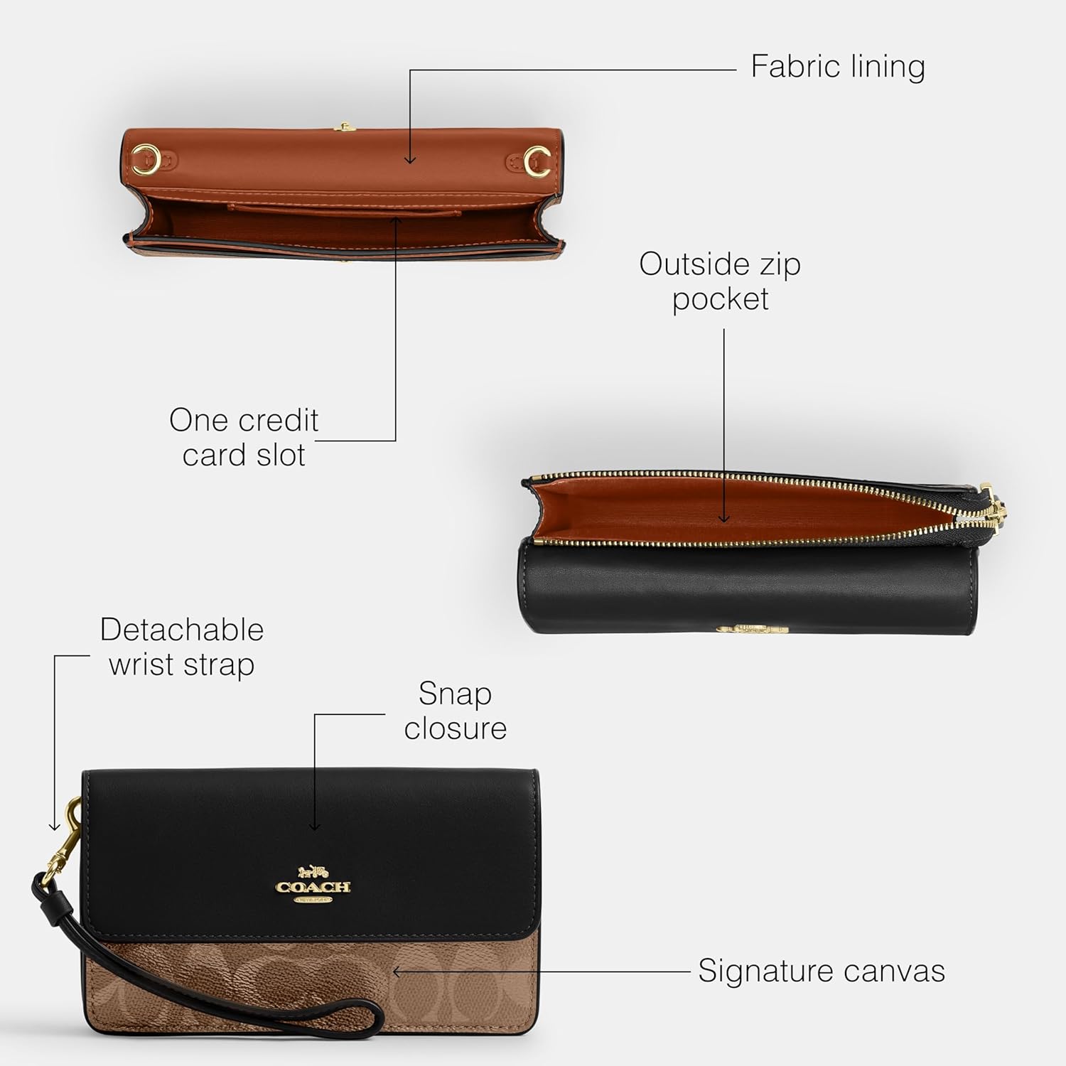 COACH womens Foldover Wristlet - Image 3