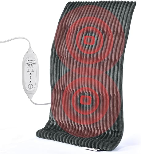 Miniatura 4 de WOOMER Almohadilla térmica eléctrica de masaje con peso para aliviar el dolor de espalda, el cuello y los hombros, 12 x 24 pulgadas, cuentas no
