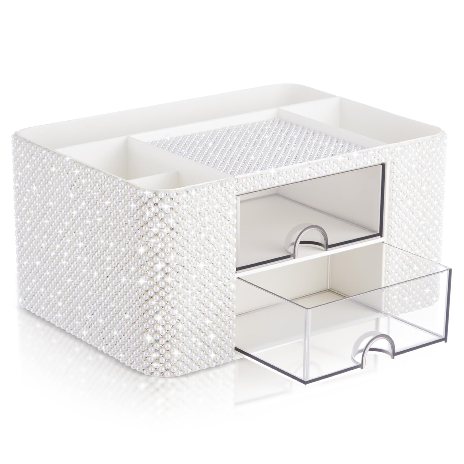 MotiMind Organizzatore da scrivania con 2 cassetti, decorazione per la stanza, regalo per adolescenti, ragazze, donne, compleanni, trucchi, per piano di lavoro, cura della pelle, scrivania, portapenne