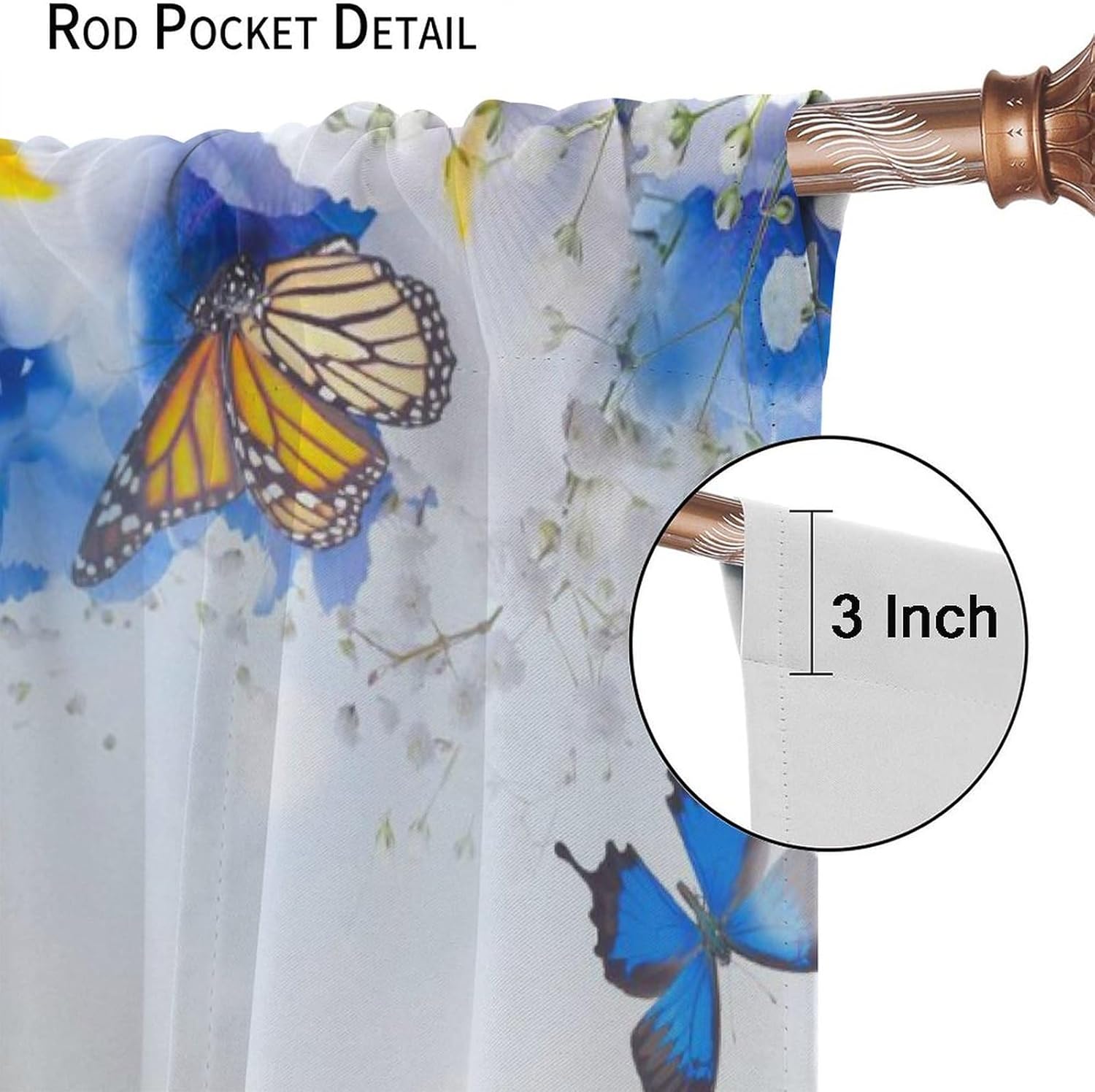Aesthetic Floral Hummingbird Curtains - Watercolor Tropical Forest Hibiscus Hummingbird Butterflies Window Treatment,Energy Saving Thermal Insulated Rod Pocket Blackout Curtains 2 Panels 54L x 21W