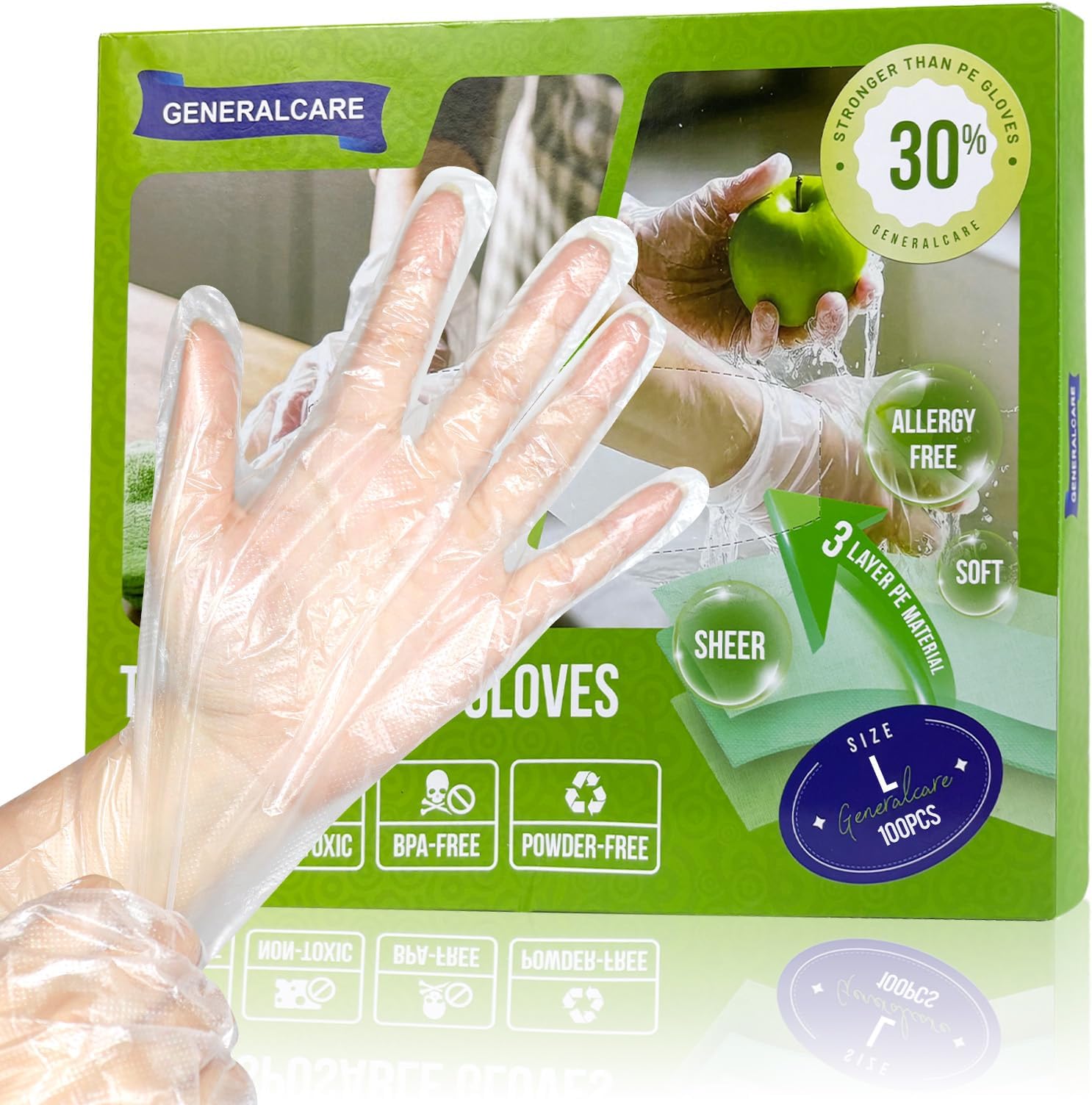 Disposable TPE gloves 100 Cleaning Gloves Clear Vinyl Exam Gloves Food Safe Catering kitchen durable