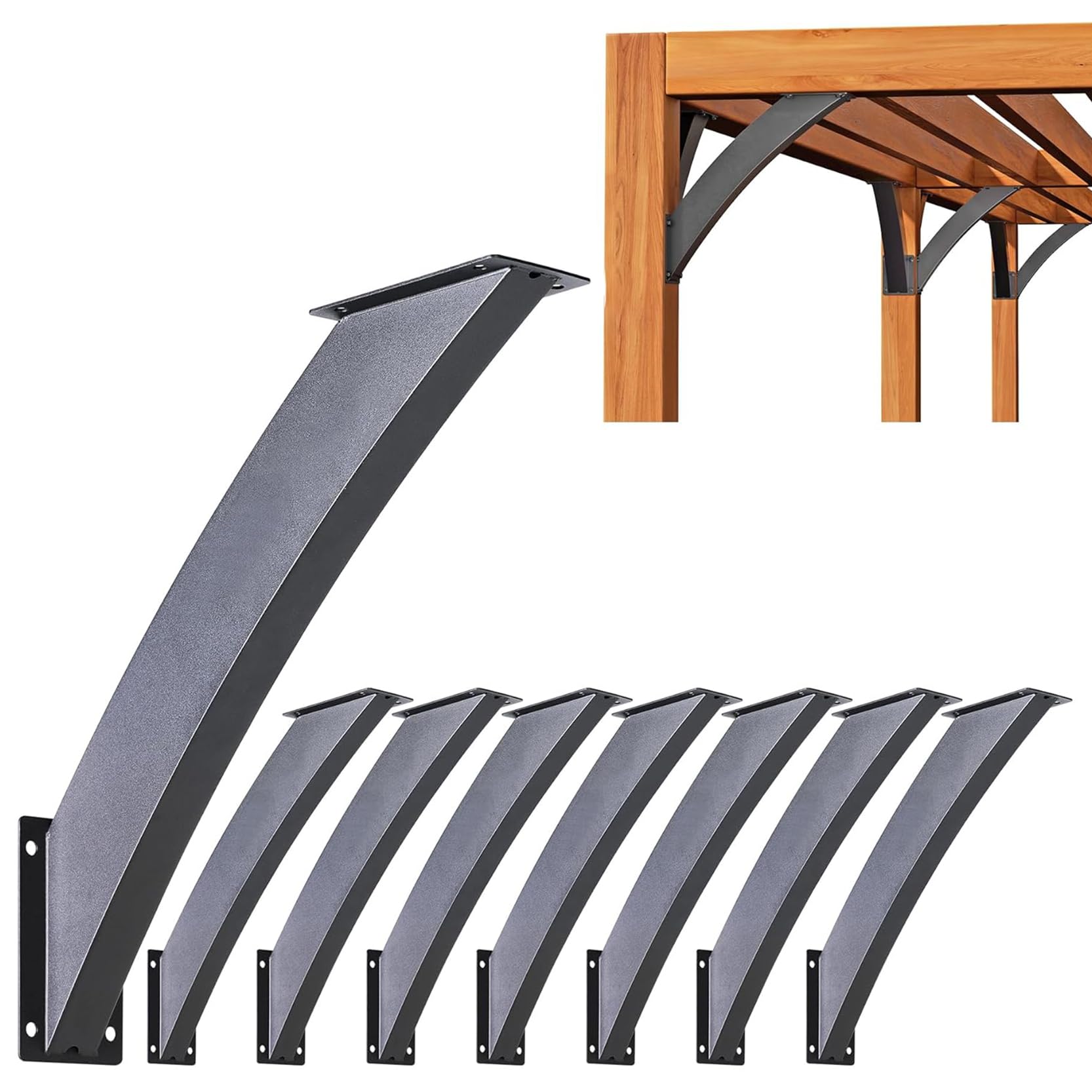 LQSYBHD 45-Degree Angled Arc Support Bracket Pergola Kit Heavy Duty Connector Wooden Structures Support for Gazebos Treehouses Cabins and Patios Heavy Duty Inside Joint(Size:8pcs)