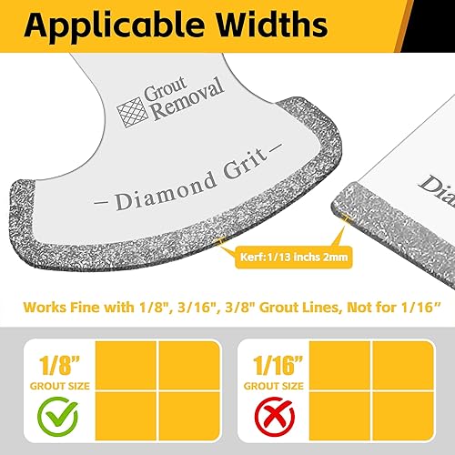 Miniatura 6 de 12 hojas de sierra de diamante para herramienta oscilante, hoja de extracción de lechada con 3 adaptadores, kit profesional de cuchillas