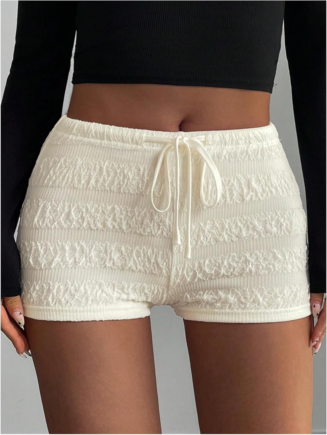 Women's Y2k Ruffle Shorts Ruched Textured Low Waist Bloomers Cute Mini Micro Shorts Rave Party Going Out Pants - Image 2