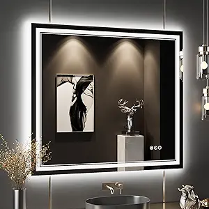 40x36 Inch LED Bathroom Mirror with Lights,Backlit and Front Lighted Bathroom Vanity Mirrors for Wall,Anti-Fog Dimmable Memory Shatterproof LED Vantiy Mirror