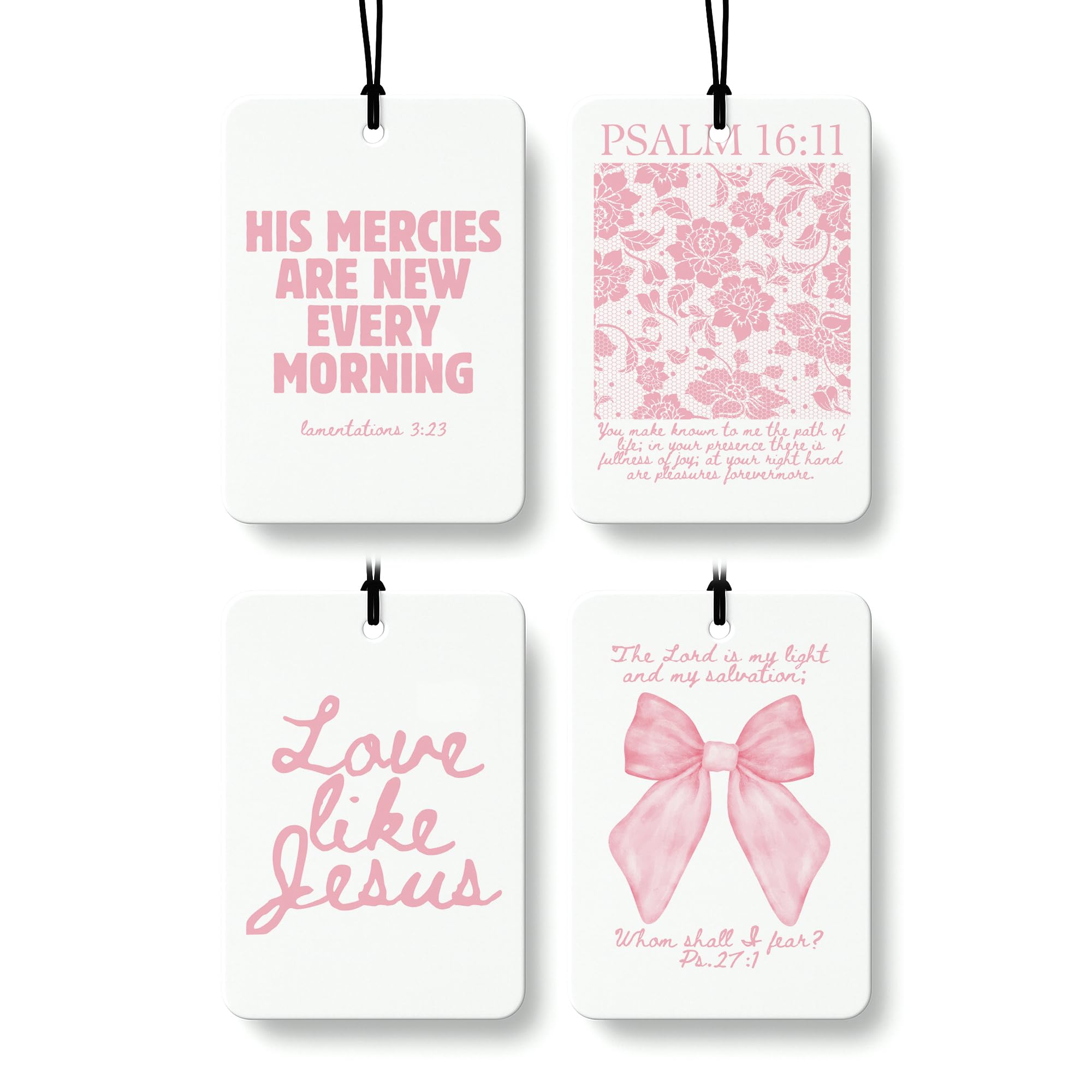 Pink Christian Car Air Freshener 4 Pcs Girly Pink Bow Floral Religious Hanging Air Freshener for Cars Closet