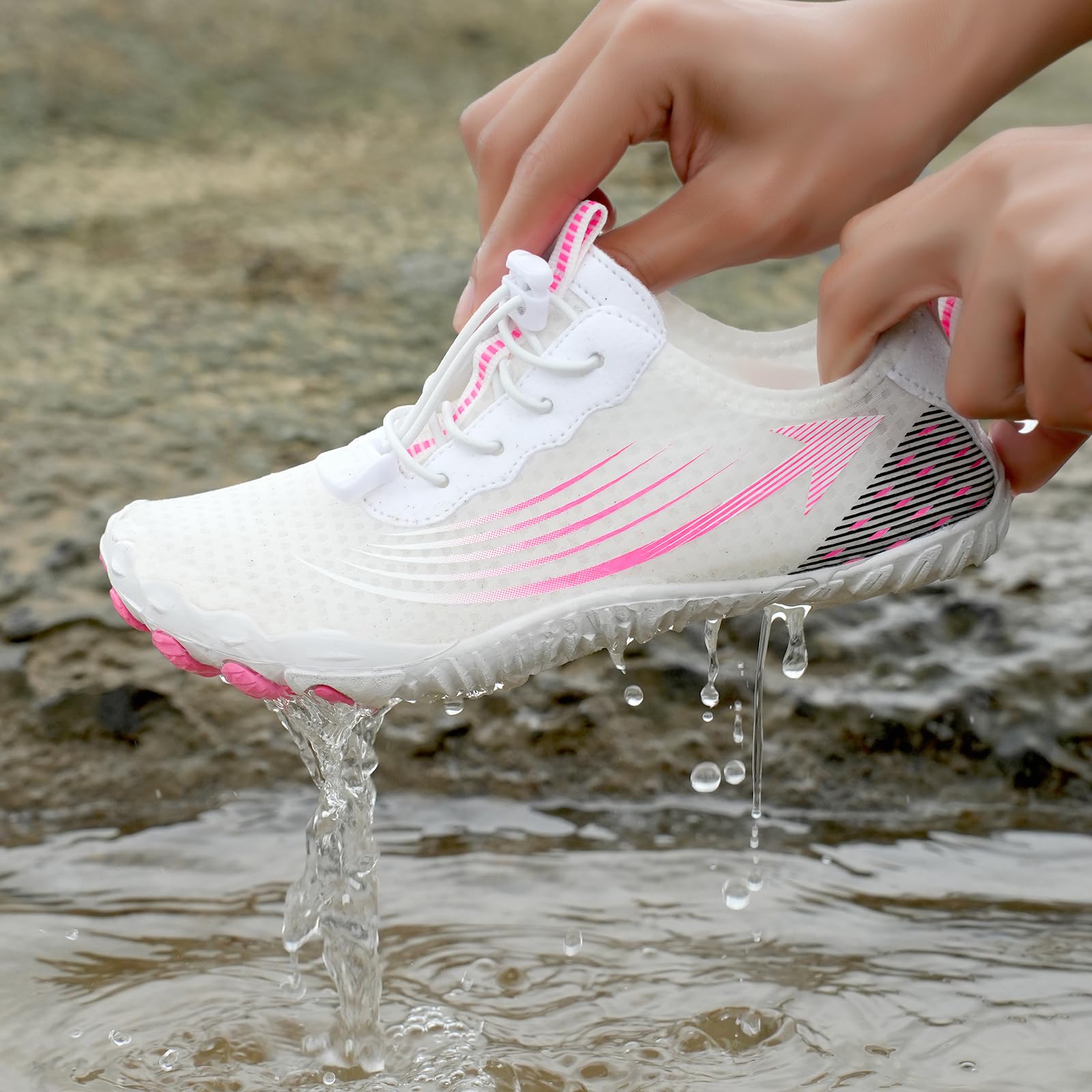 Buty do wody Szybkoschnące trampki boso elastyczne sznurowadła regulowane dopasowanie miękka podeszwa elastyczna przyczepność antypoślizgowa na plażę fitness spacery w podróży