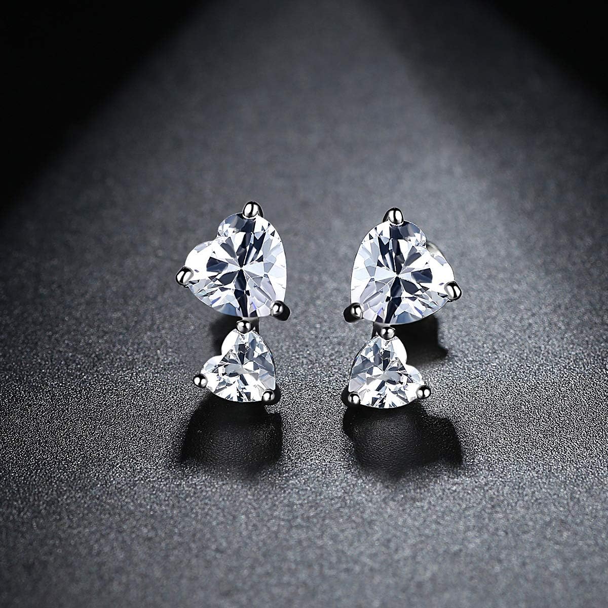 14K Gold Stud Earrings for Women, Excellent Cut D-color VVS1 Heart-Shaped Moissanite, Romantic Bridal Jewelry for Valentine's Day & Wedding