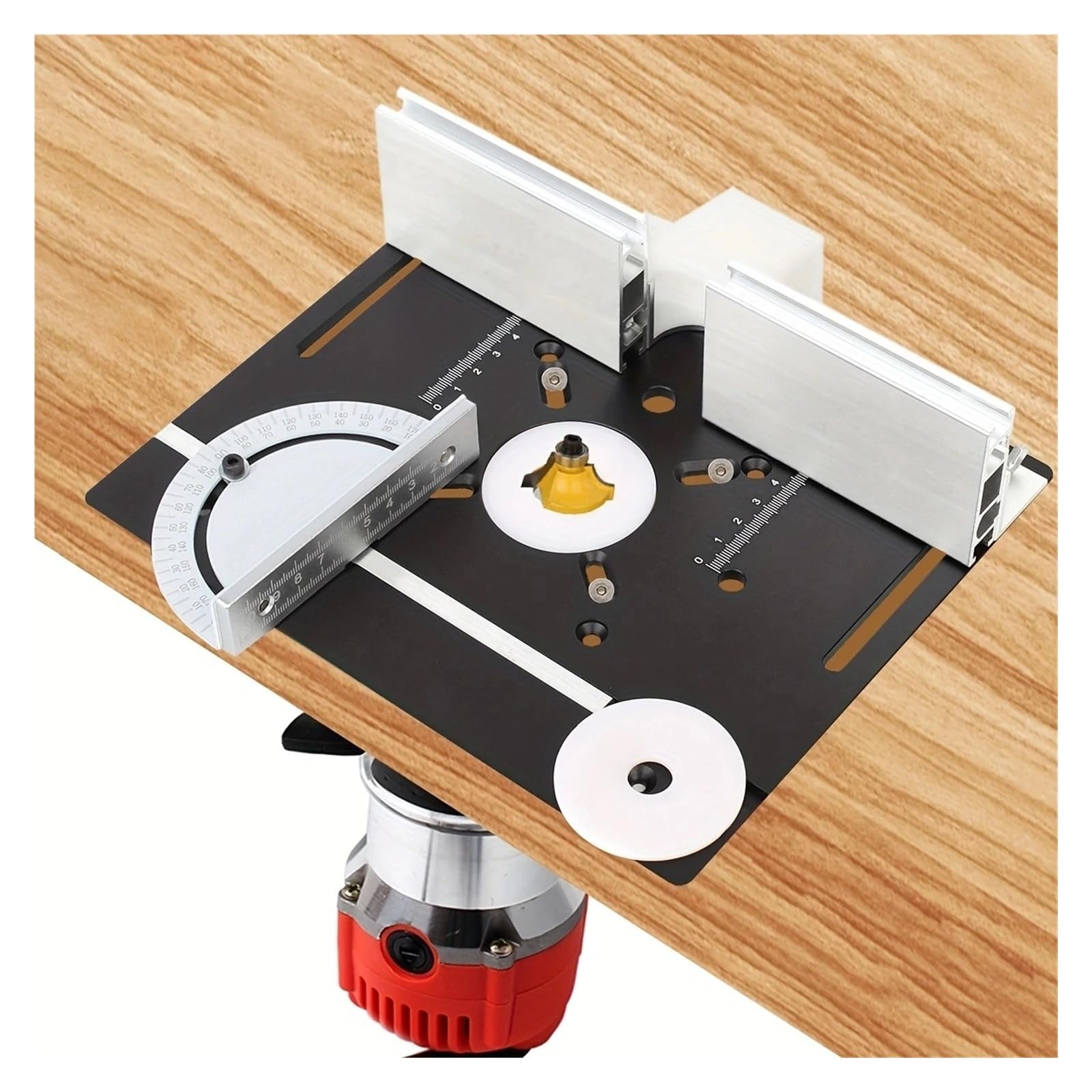 Placa de inserción de Mesa de enrutador, Bancos de carpintería enrutador de Madera de Aluminio con Herramientas de 4 Anillos (Tipo 1)