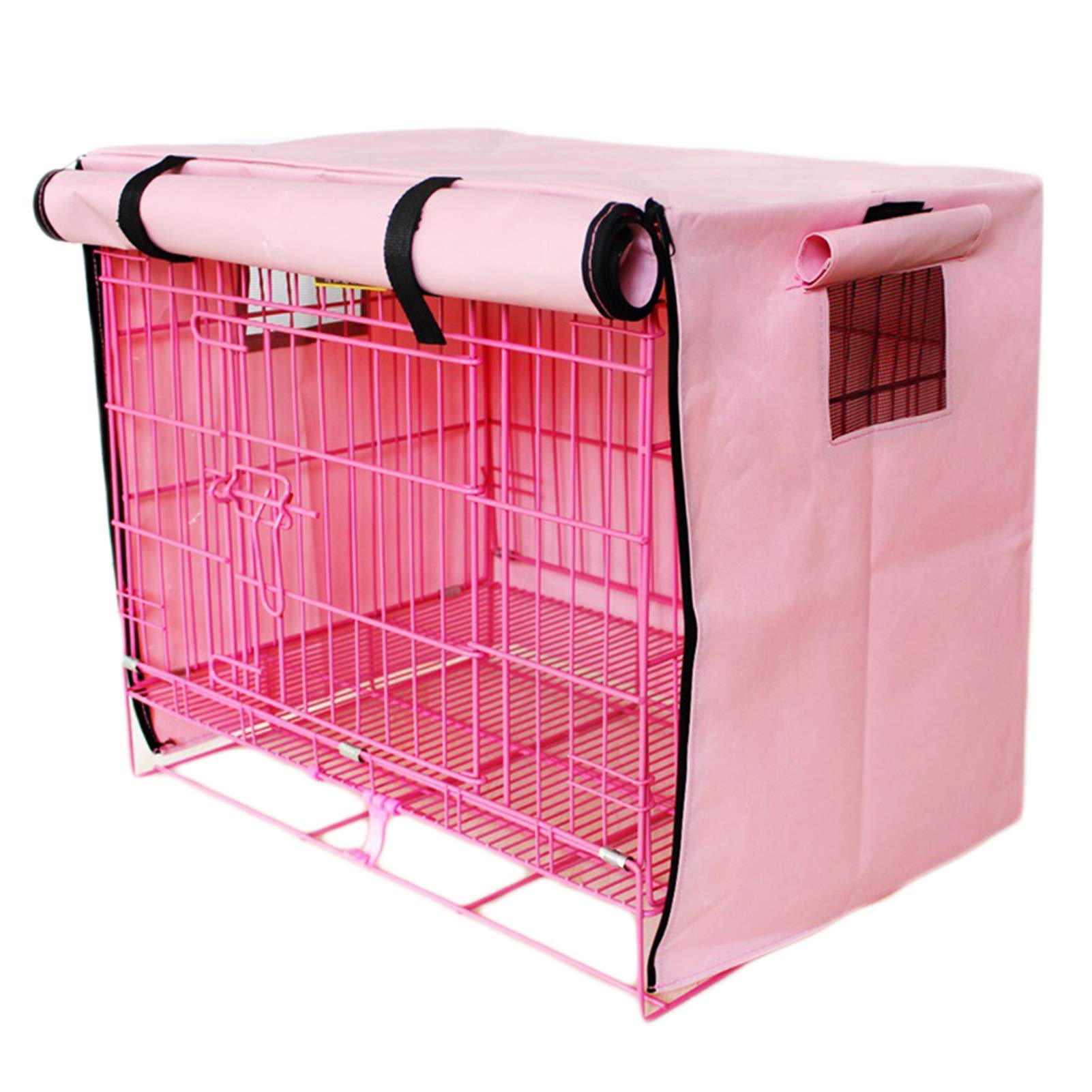 STTC Dog Crate Cover for Wire Crates, Waterproof Breathable Sun-proof Windproof Mosquito Cover Four Seasons Cages Cover Foldable Outdoor Pet Kennel Crate Cover,Pink,L77*49 * 58cm