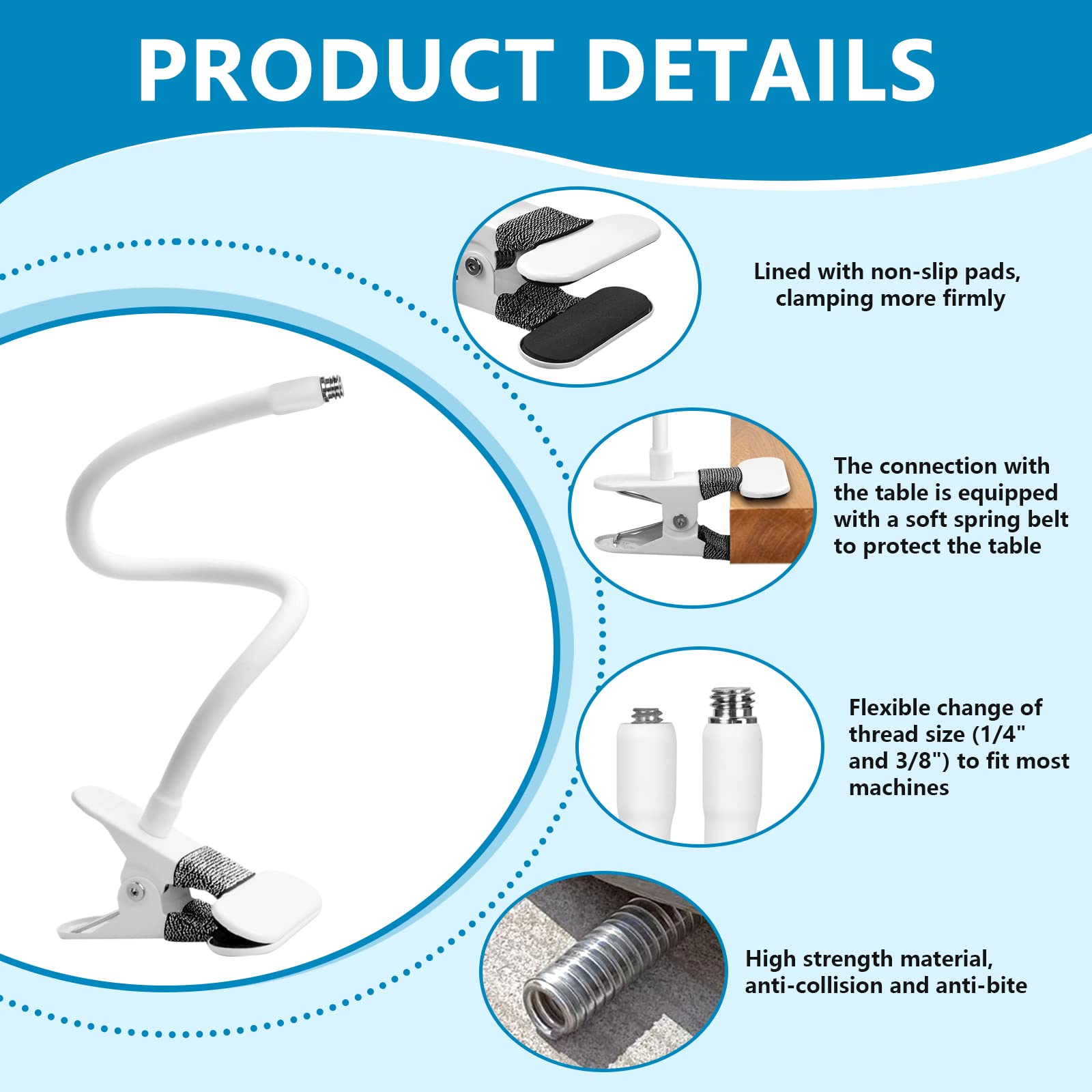 Hossom Supporto per Webcam, Supporto Webcam con Filettatura da 1/4" per Logitech C920 C920 C930e C922x C930 C922 C925e C615 Brio (Bianco 40cm)
