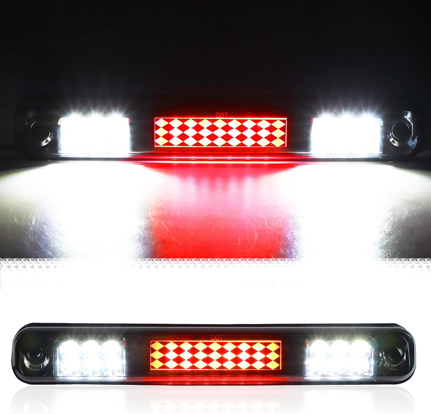 Tresound 3rd Third Brake Light for 1988-1999 Chevy/GMC C1500 C2500 K1500 K2500 Silverado Blazer LED Cargo Lamp High Mount Stop light (Chrome Housing Smoked Lens)