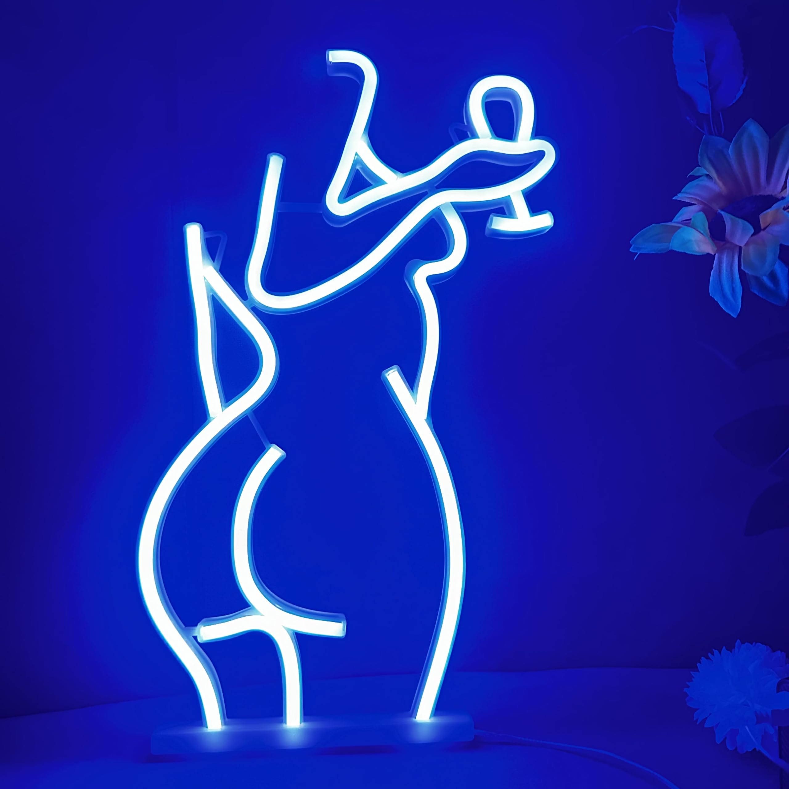 HFHungkeong Lady Back Neon Sign for Girls Women Bedroom Dorm Apartment Wall Decor,Neon Lady Cheers Light Battery or USB Powered, Lady Neon Light up for Birthday Party Decor Gifts(Blue)
