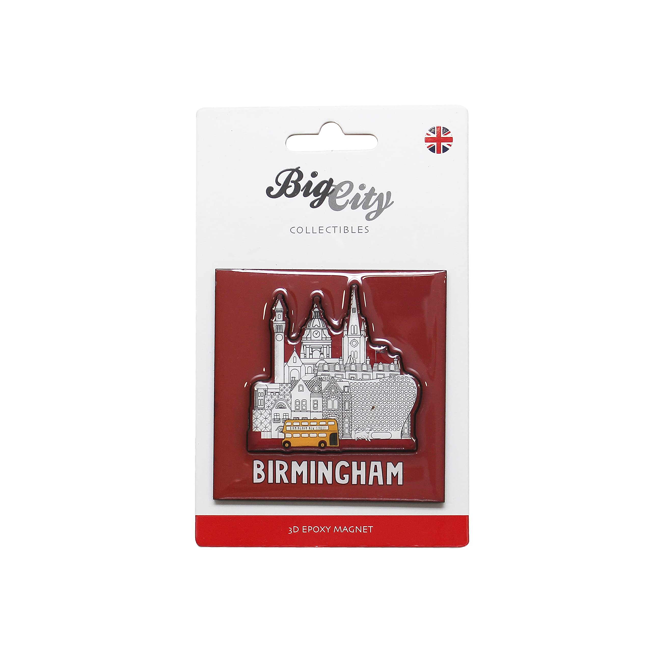 Big City 3D Epoxy Fridge Magnet Manchester Bee Liverpool Birmingham Newcastle Skyline Liver Bird (Birmingham Cityscape 3D Epoxy)