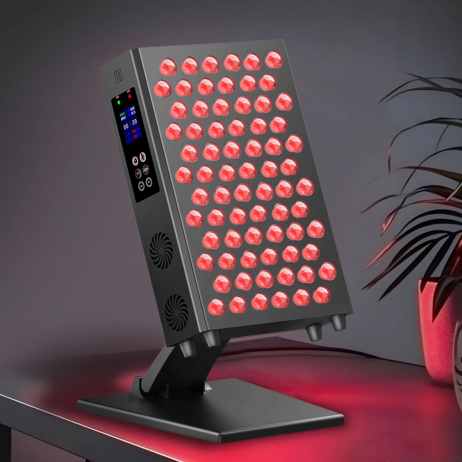 Lampe infrarouge et lumière rouge 115 W, 72 LED, double puce, 660 nm et 850 nm, lampe infrarouge, panneau de lumière infrarouge avec minuterie, support réglable, pour visage, corps, soulagement de la