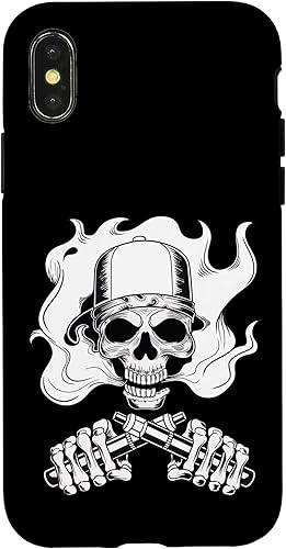iPhone XXS esqueleto cráneo está vapeando y haciendo vape nubes caso
