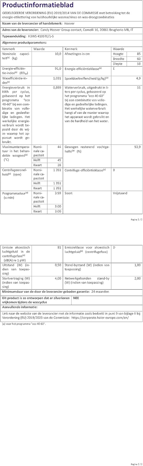 Hoover H-WASH 300 H3WS 4105 TE/1-S lavatrice 10 kg/1400 giri/min, Wi-Fi e Bluetooth/ActiveSteam – Funzione vapore, diaframma a simbolo/programmi speciali extra care per la cura del bucato Hoover H-WASH 300 H3WS 4105 TE/1-S lavatrice 10 kg/1400 giri/min, Wi-Fi e Bluetooth/ActiveSteam – Funzione vapore, diaframma a simbolo/programmi speciali extra care per la cura del bucato
