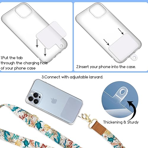 Miniatura 6 de Cordón cruzado para celular con correa para muñeca, diseño de tortuga marina, para colgar alrededor del cuello, correa ajustable, bonito, para