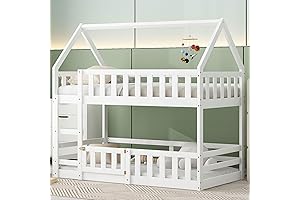 LZ LEISURE ZONE Twin Over Twin Crib Bunk Bed