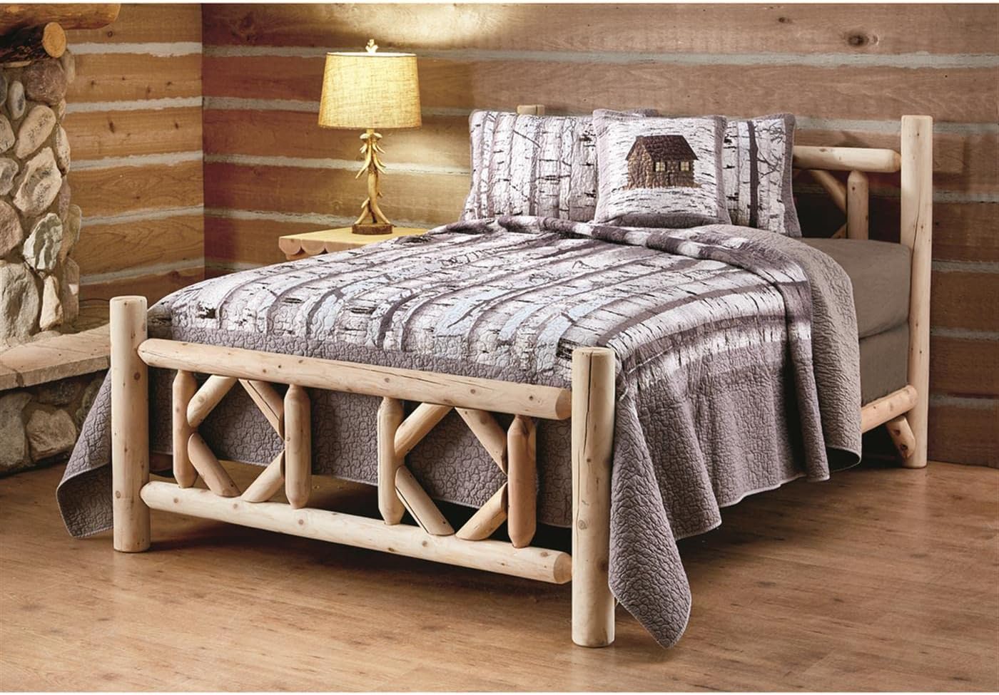 Amazon.com: Castlecreek Diamond Cedar Log Bed Frame, Rustic Natural ...