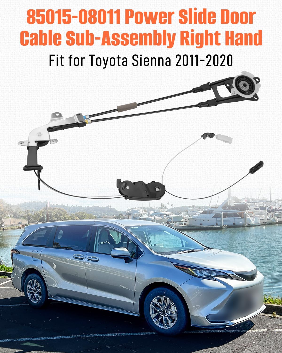 85015-08011 Sliding Door Cable, Fit for Toyota Sienna LE 2.7L 3.5L 2011-2020, Replaces 85015-08010, Right Power Sliding Door Cable Motor Bracket