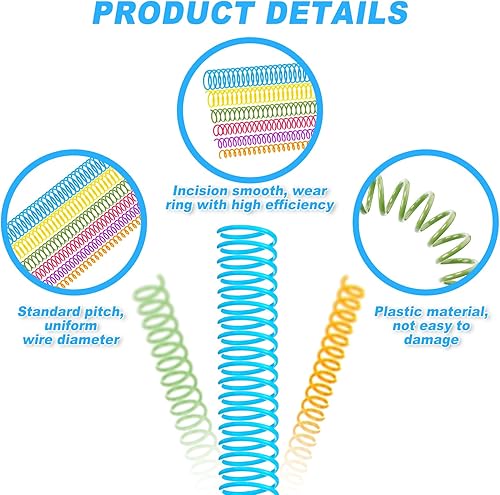 Miniatura 3 de Paquete de 120 bobinas de encuadernación en espiral de plástico, kit de encuadernación en espiral, varios tamaños, espinas de encuadernación en