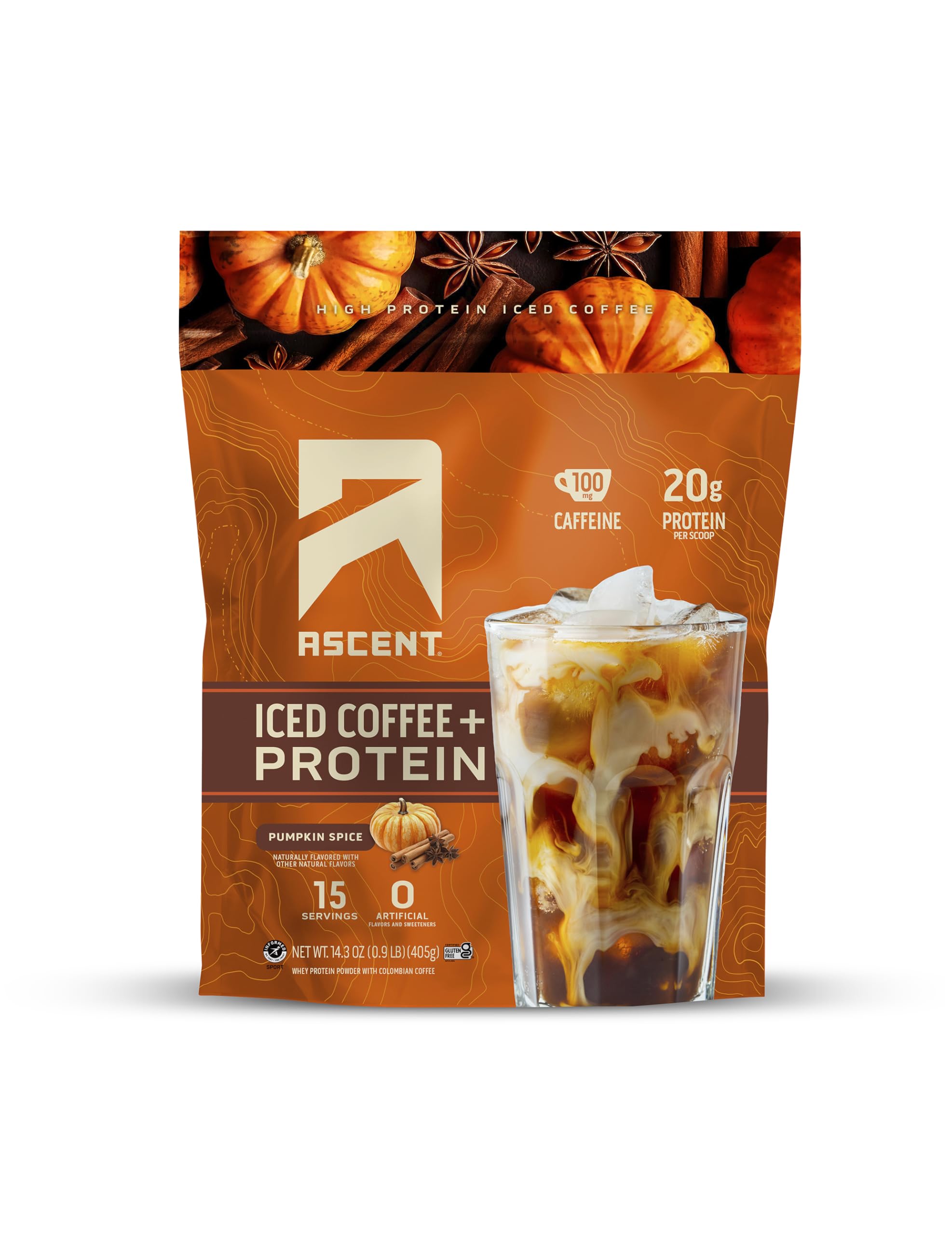 Ascent Iced Coffee Protein Powder - High Protein Coffee Powder, 20