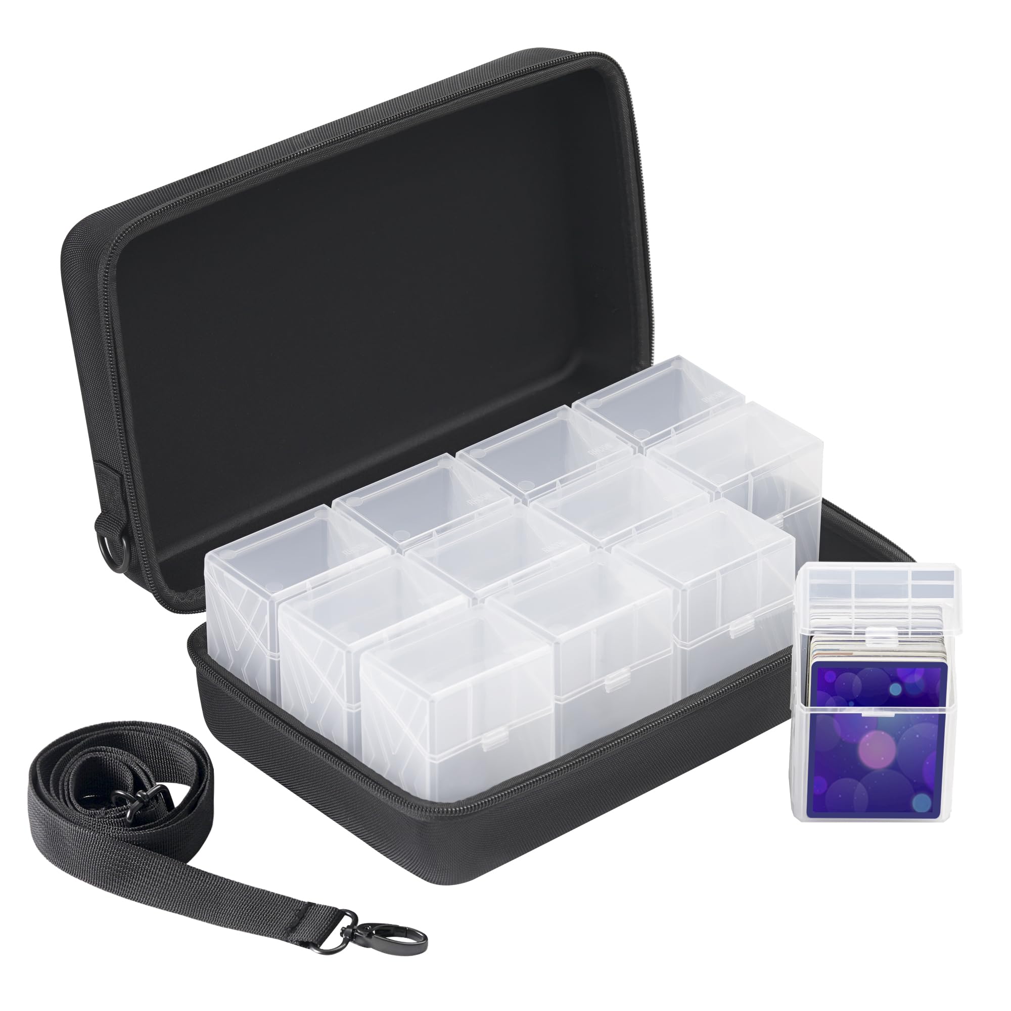 Risou Trading Card Case kit with 12 Deck Boxes,for 1900+Cards.Card Game Organizer Compatible with TCG Deck, Sports Cards, MTG Deck,OCG Deck&Standard Size Card Game. (Transparent, 12 Pack)