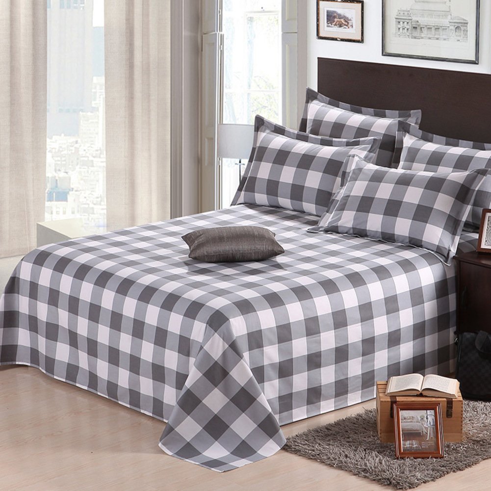Drap de lit simple en coton 180x230cm imprimé pour dortoir
