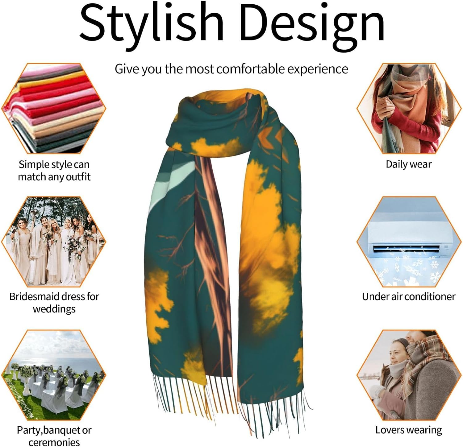 National Parks Sunshine Trees Ultra-Soft Imitation Cashmere Warm Scarf,Knitted Tassel Shawl,A Must-Have Shawl For Women