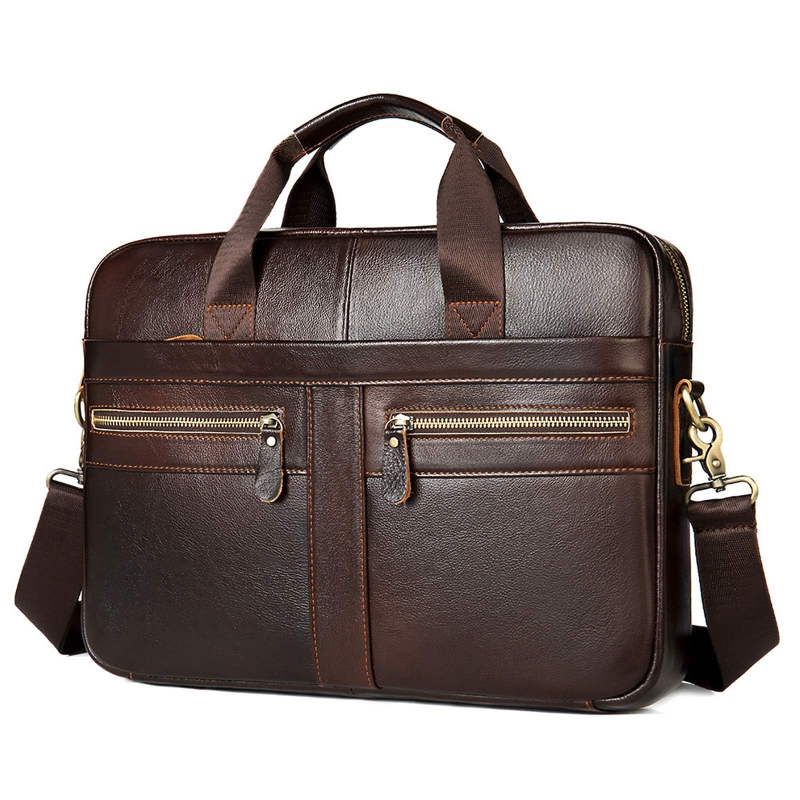 VINBAGGE Ventiquattrore Uomo, Borsa Porta PC 15.6 Pollici Borse Vera Pelle per Laptop Borse Valigetta Cuoio Cartella Portadocumenti da Ufficio Lavoro Regalo per Uomo