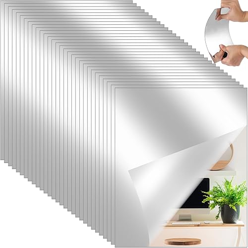 Queekay 30 espejos de gimnasio para el hogar, 4 x 6 pulgadas, espejo de pared acrílico sin marco, 0.079 in de grosor, azulejos de espejo