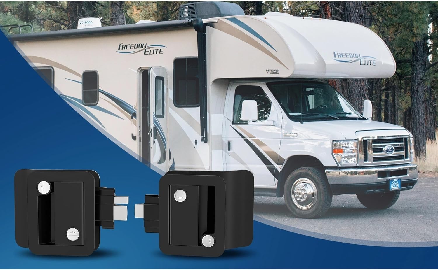 Black RV Door Lock Replacement Upgraded with Paddle Deadbolt 4 Keys Camper Door Lock for Travel Trailers 1Pcs