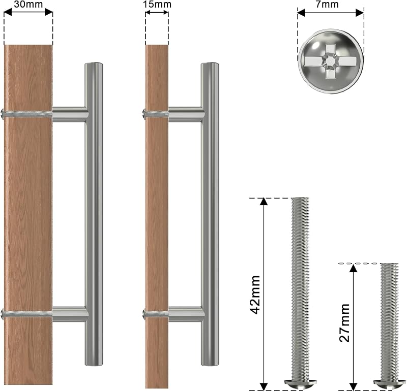 AwmnSrman Konyhai Fogantyú Szett - 15 db Rozsdamentes Acél Szekrényfogantyú, 128 mm, Ezüst, Modern Megjelenés Konyhaszekrényekhez, Fiókokhoz