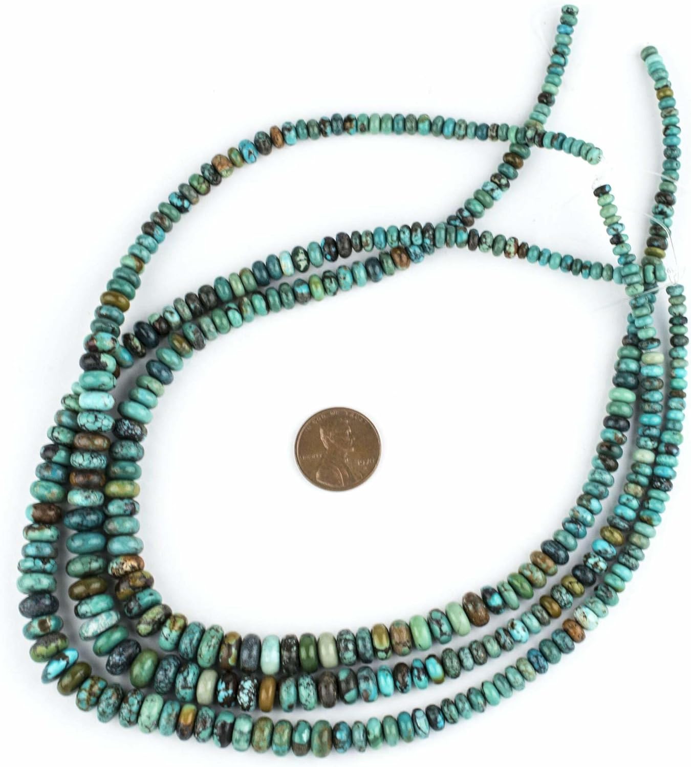 The Bead Chest Graduated Rondelle Turquoise Beads 4-10mm Green Disk Gemstone 16 Inch Strand