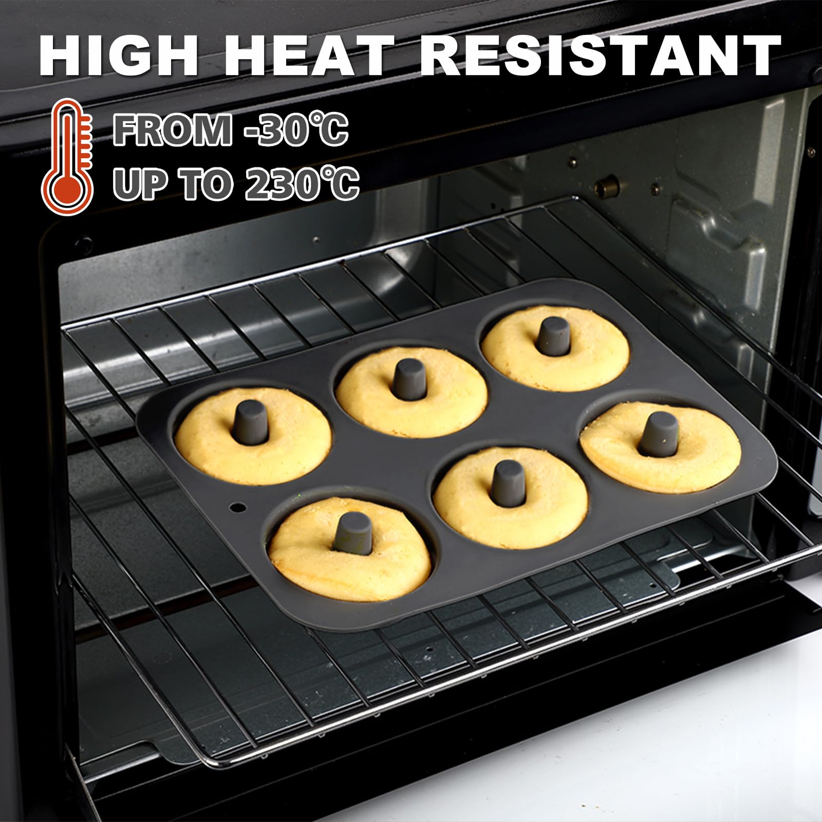 Silikon Donut Formen, 2 Stück Silikon Donut Backform Antihaft Backblech für Kuchen Keks Bagels Muffins, Geeignet für Geschirrspüler, Backofen, Mikrowelle