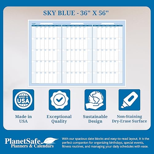 Miniatura 3 de PlanetSafe Calendars - Calendario vertical borrable de 90 días en seco y húmedo, planificador de pared grande para el hogar, oficina, escuela, ideal