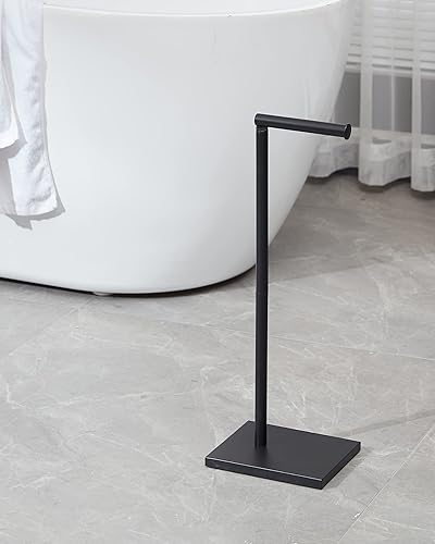 Miniatura 8 de Soporte de papel higiénico de baño con reserva, soporte de rollo de papel higiénico de acero inoxidable, color negro DECLUTTR