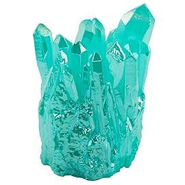 Rockcloud Healing Crystal Natural Titanium Coated Lake Blue Rock Quartz Cluster Geode Druzy Home Decoration Gemstone Specimen