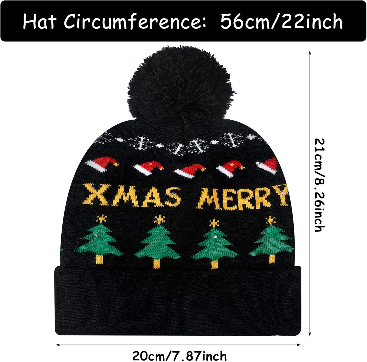 4 Pieces LED Christmas Knitted Hat Light Up Beanie Cap Unisex Novelty LED Winter Snow Hat with 6 Colorful LEDs - Image 2