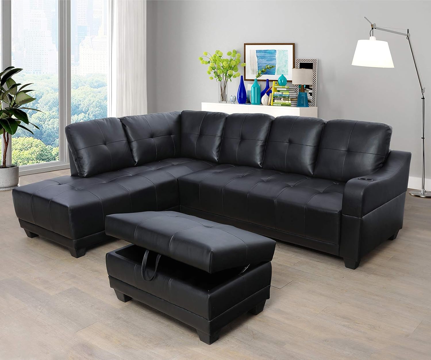 Beverly Fine Funiture Sectional Sofa Set, Burgundy: Furniture & Decor