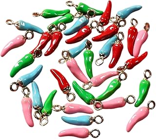 20pcs Pepper Alloy Enamel Pendants Cute Vegetable Bracelet Keychain Charms Pepper Metal Necklace Pendants Cute Dangle Earring Charms 18x5 mm for DIY Craft Jewelry Making