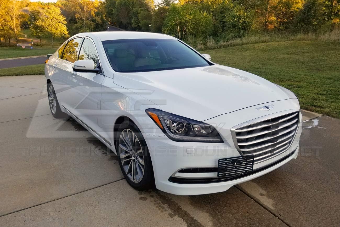 Extreme Online Store Replacement for 2015-Present Hyundai Genesis G80 Sedan | EOS Plate Version 1 Front Bumper Tow Hook License Plate Relocator Mount Bracket Tow-438 (Mid Size)