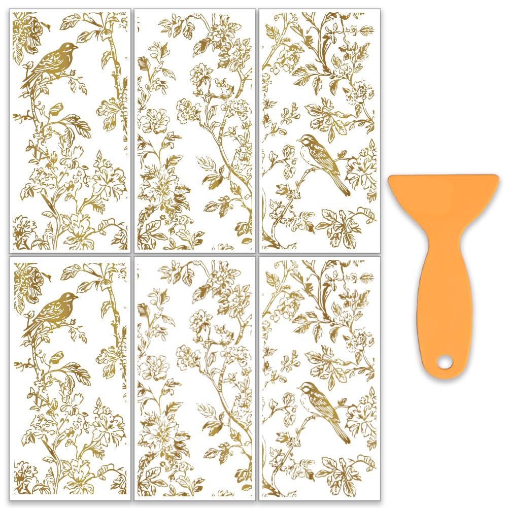 Transfert à frotter pour meubles en bois et scrapbooking à motif fleur dorée 6 pièces